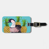 Étiquette À Bagage Hawaii Nene Goose State Bird & Pineapple Aqua Blue (Devant horizontal)