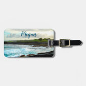 Étiquette À Bagage Hawaii noir sable plage nuages photo nom personnal (Devant horizontal)