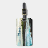 Étiquette À Bagage Hawaii noir sable plage nuages photo nom personnal (Devant Vertical)