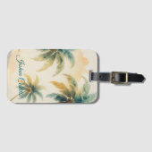 Étiquette À Bagage Hawaii Palms Calligraphy Simple Professional Name (Devant Horizontal)