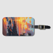 Étiquette À Bagage Hawaii Sunset Calligraphy Simple Professional Name (Devant Horizontal)