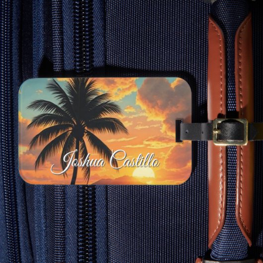 Étiquette À Bagage Hawaii Sunset Calligraphy Simple Professional Name (Insitu Rectoal 4)