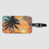 Étiquette À Bagage Hawaii Sunset Calligraphy Simple Professional Name (Devant Horizontal)