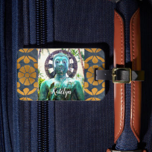 Étiquette À Bagage Hawaii Turquoise Bouddha Photo Nom personnalisé Sc