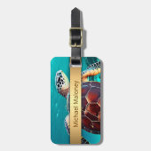 Étiquette À Bagage Hawaii Turtle Honu Personnalisé (Devant Vertical)