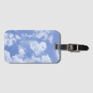 Étiquette À Bagage Heart Cloud Ciel mignon Amusant Moderne Bleu Nom P