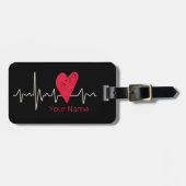 Étiquette À Bagage Heartbeat Pulse Heart Valentine's Day or Mother's (Devant horizontal)
