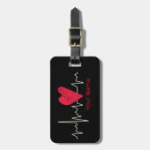 Étiquette À Bagage Heartbeat Pulse Heart Valentine's Day or Mother's (Devant Vertical)