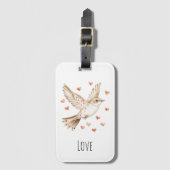 Étiquette À Bagage Hearts Love Bird Roses Floral (Devant Vertical)