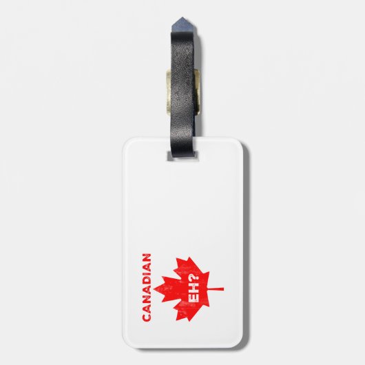 Étiquette À Bagage Hein canadien ? Feuille d'érable (Dos Vertical)