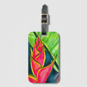 Étiquette À Bagage Hélicoptère aquarelle fleur tropicale (Devant Vertical)