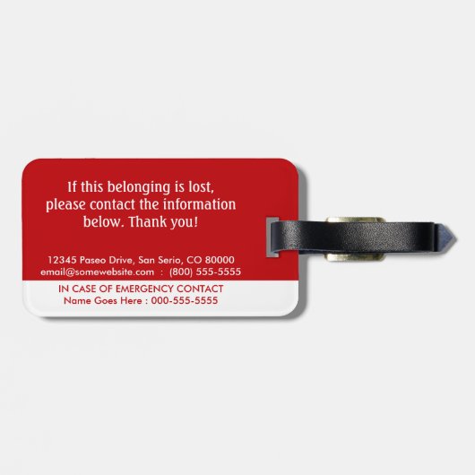 Étiquette À Bagage HELLO j'ai une identification de démence (Dos horizontal)