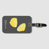 Étiquette À Bagage Hello Lemon jaune moderne fruit (Devant Horizontal)