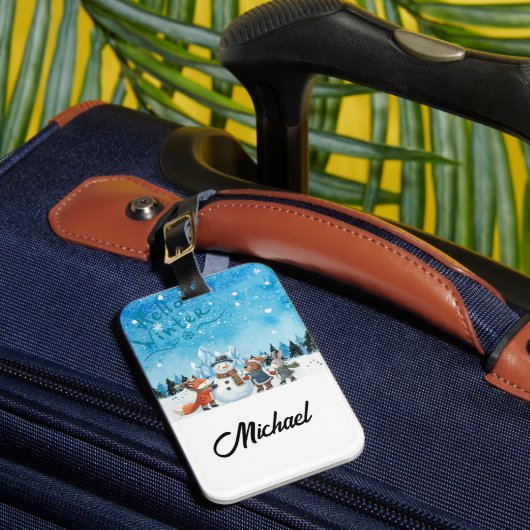 Étiquette À Bagage Hello Winter Personalized Luggage Tag (Insitu Rectoal 1)