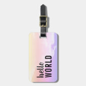 Étiquette À Bagage Hello World Pastel rose violet  (Devant Vertical)