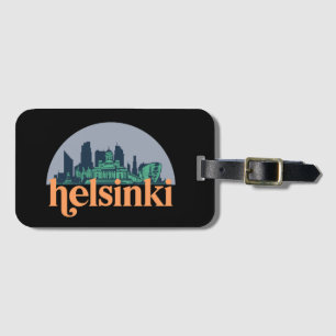 Étiquette À Bagage Helsinki Finlande City Skyline Retro Cityscape Art