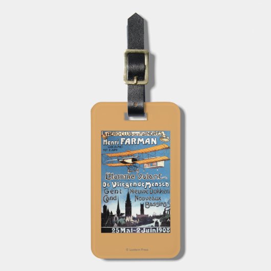Étiquette À Bagage Henry Farman pilote l'affiche de promo d'homme de (Devant Vertical)