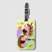 Étiquette À Bagage Hérisson musical monogramme personnalisé (Devant Vertical)