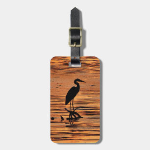 Étiquette À Bagage Héron au coucher du soleil