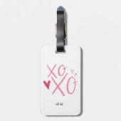 Étiquette À Bagage Heureuse Sainte-Valentin de coeur rose "XOXO" (Dos Vertical)