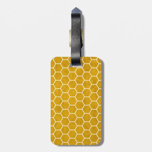 Étiquette À Bagage Hexagone Motif Hexagon Jaune (Dos Vertical)