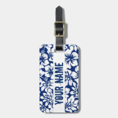 Étiquette À Bagage Hibiscus blanc usé tropical (Devant Vertical)