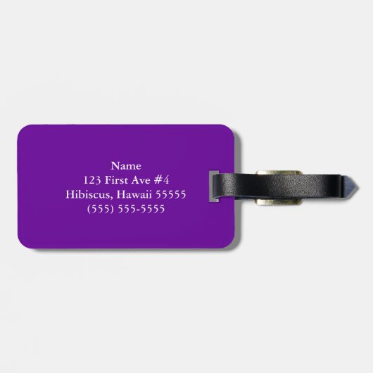 Étiquette À Bagage Hibiscus bleu et blanc (Dos horizontal)