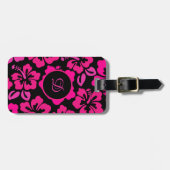 Étiquette À Bagage hibiscus moderne du milieu du siècle modèle tropic (Devant horizontal)