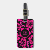 Étiquette À Bagage hibiscus moderne du milieu du siècle modèle tropic (Devant Vertical)