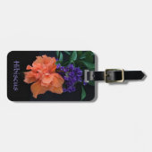 Étiquette À Bagage Hibiscus Orange Clair Tropical Personnalisable Noi (Devant horizontal)