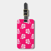 Étiquette À Bagage Hibiscus rose et blanc Floral (Devant Vertical)