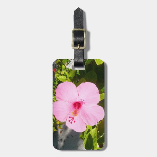 Étiquette À Bagage Hibiscus rose Fleur tropicale (Devant Vertical)