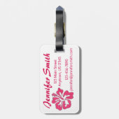 Étiquette À Bagage Hibiscus rose Hawaii Fleur Floral Monogramme (Dos Vertical)
