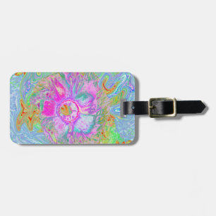 Étiquette À Bagage Hibiscus Rose Psychedelique Chaud et Ultra-Violet