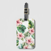 Étiquette À Bagage Hibiscus rose tropical (Devant Vertical)