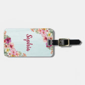 Étiquette À Bagage Hibiscus rose tropical Fleurs florales Botaniques (Devant horizontal)