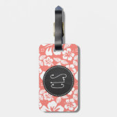 Étiquette À Bagage Hibiscus tropical rose corail ; aspect tableau de (Dos Vertical)