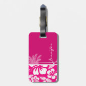 Étiquette À Bagage Hibiscus tropical rose vif (Dos Vertical)