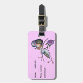 Étiquette À Bagage Hibou de mère et de bébé sur une branche d'arbre (Devant Vertical)