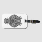 Étiquette À Bagage Hibou fleuri tiré par la main inspiré (Devant Horizontal)