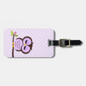 Étiquette À Bagage Hibou pourpre mignon (Devant horizontal)
