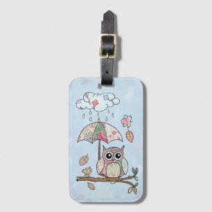 Étiquette À Bagage Hibou sous la pluie