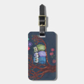 Étiquette À Bagage Hiboux lunatiques - se dorant dans l'étincelle de (Devant Vertical)