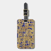 Étiquette À Bagage Hiéroglyphe égyptien Lapis Lazuli et Gold (Devant Vertical)