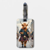 Étiquette À Bagage Highland Harmony : Bagpipe Highland Cow Band (Dos Vertical)