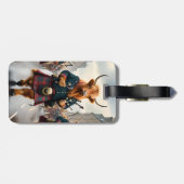 Étiquette À Bagage Highland Harmony : Bagpipe Highland Cow Band (Dos horizontal)