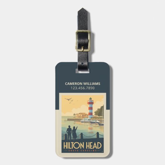 Étiquette À Bagage Hilton Head | Caroline du Sud (Devant Vertical)