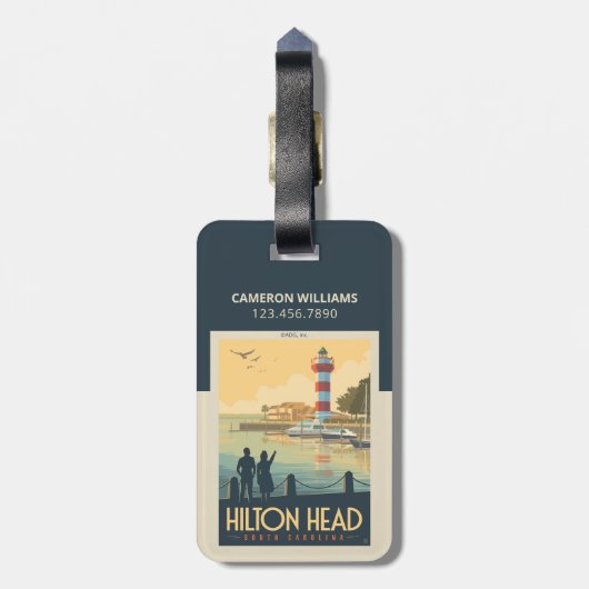 Étiquette À Bagage Hilton Head | Caroline du Sud (Dos Vertical)