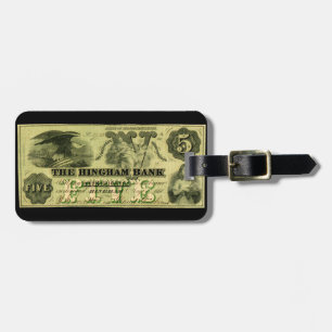 Étiquette À Bagage Hingham 1860 le Massachusetts note des cinq