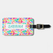 Étiquette À Bagage Hip Custom Triangles Polygon Mosaic Aquarelle Art (Devant horizontal)